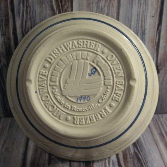 Woven Traditions Classic Blue Pottery – Bonkers 4 Baskets EARLY LONGABERGER POTTERY WOVEN TRADITIONS CLASSIC BLUE SMALL MIXING BOWL